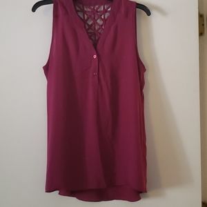 Wine Red Sleeveless Blouse